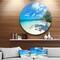 Designart - Tropical Beach with Palm Shadows' Large Seashore Metal Circle Wall Art